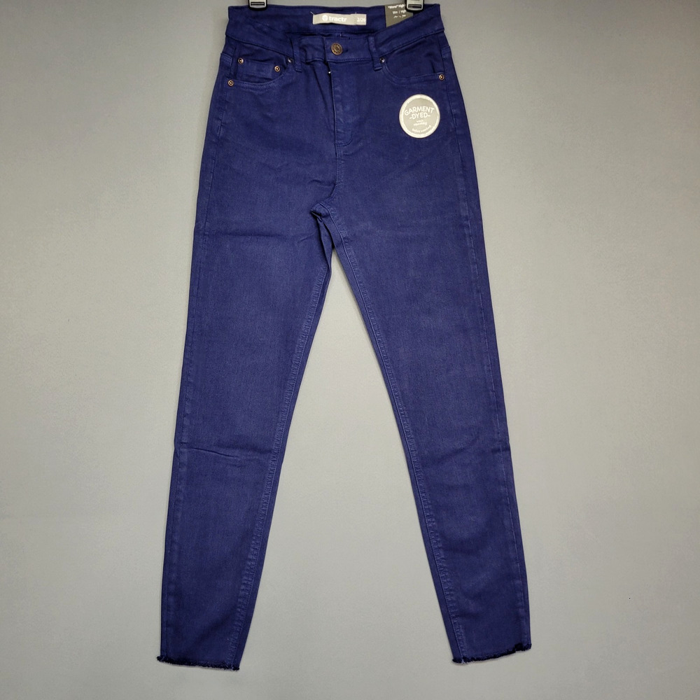 Tractr Jeans Womens 2‎ Mona High Rise Crop Slim Fit Garment Dyed Stretch Pants